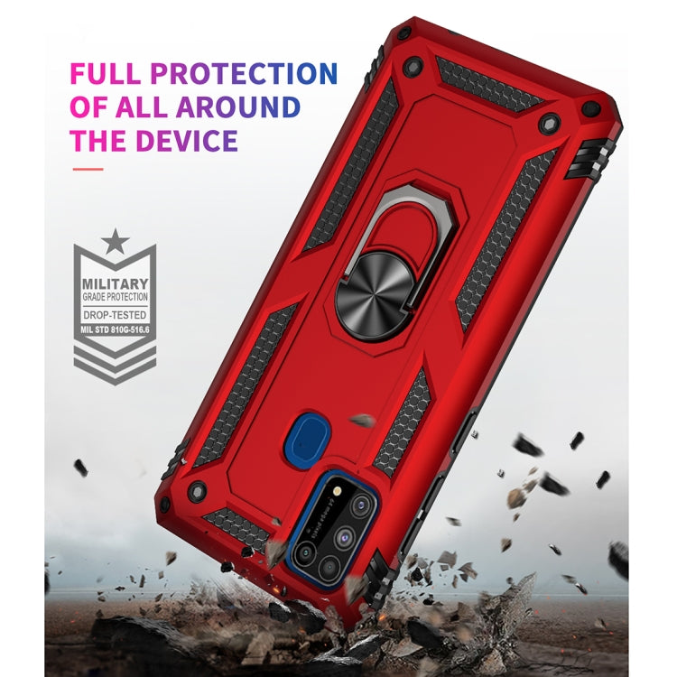 For Samsung Galaxy M31 Shockproof TPU + PC Protective Case with 360 Degree Rotating Holder(Silver) by buy2fix