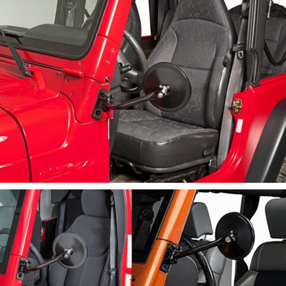 SF-JP-002 1 Pair For Jeep Wrangler Modified A-Pillar Round Shape Rearview Mirror Reversing Mirror by buy2fix