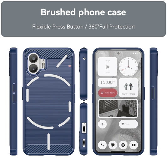 For Nothing Phone 2 Carbon Fiber Brushed Texture TPU Phone Case(Blue) - Nothing Cases by buy2fix | Online Shopping UK | buy2fix