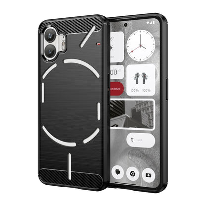 For Nothing Phone 2 Carbon Fiber Brushed Texture TPU Phone Case(Black) - Nothing Cases by buy2fix | Online Shopping UK | buy2fix