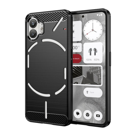 For Nothing Phone 2 Carbon Fiber Brushed Texture TPU Phone Case(Black) - Nothing Cases by buy2fix | Online Shopping UK | buy2fix