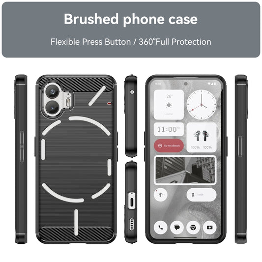 For Nothing Phone 2 Carbon Fiber Brushed Texture TPU Phone Case(Black) - Nothing Cases by buy2fix | Online Shopping UK | buy2fix