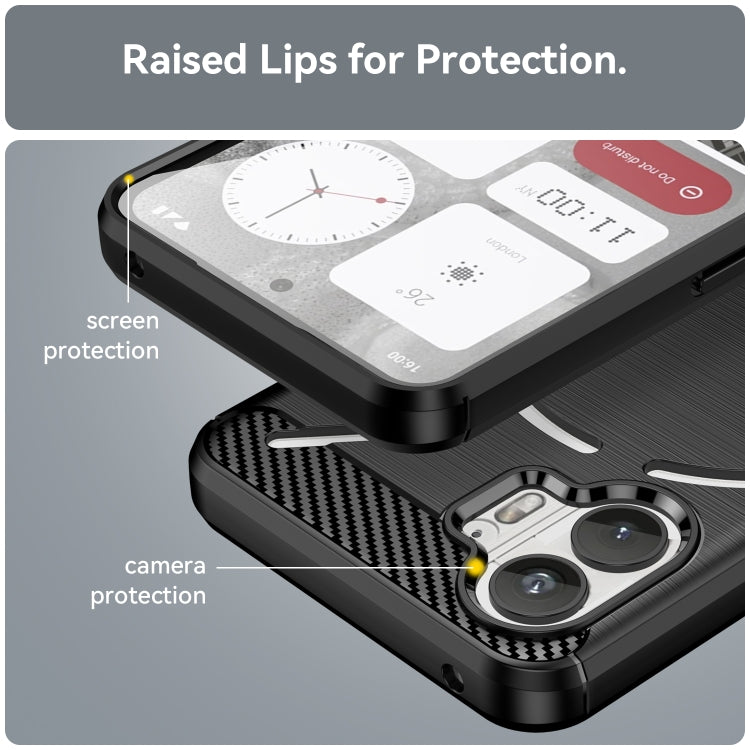 For Nothing Phone 2 Carbon Fiber Brushed Texture TPU Phone Case(Black) - Nothing Cases by buy2fix | Online Shopping UK | buy2fix