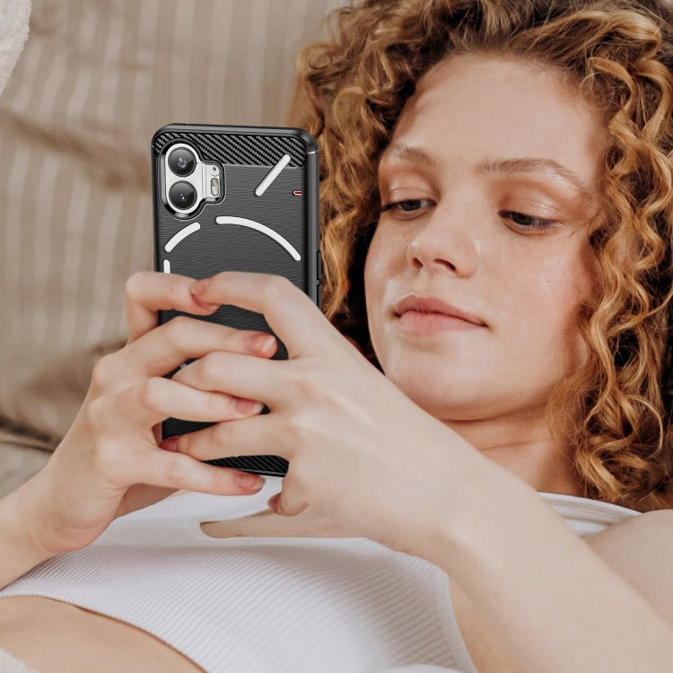 For Nothing Phone 2 Carbon Fiber Brushed Texture TPU Phone Case(Black) - Nothing Cases by buy2fix | Online Shopping UK | buy2fix