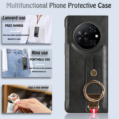 For Tecno Phantom V Fold Wristband Leather Back Phone Case(Black) by buy2fix
