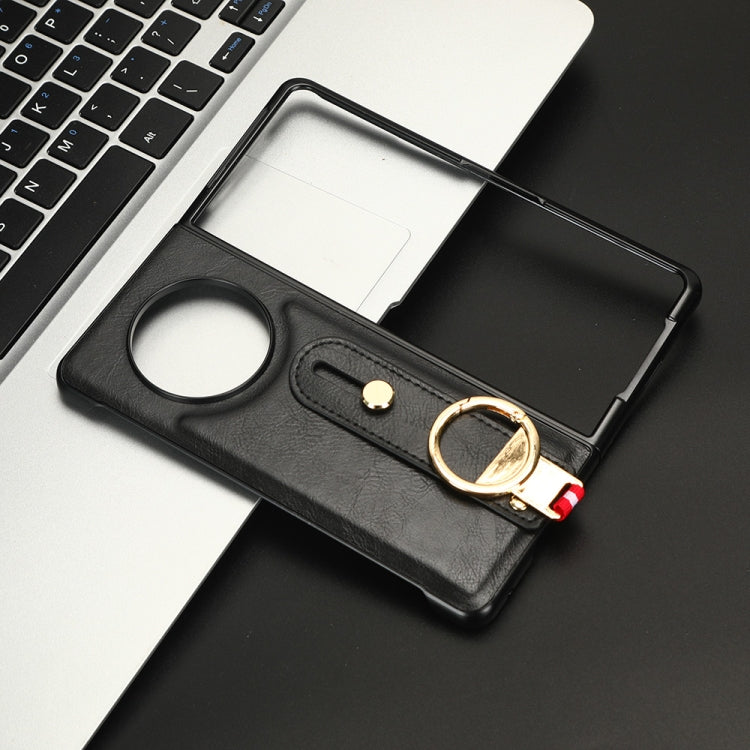 For Tecno Phantom V Fold Wristband Leather Back Phone Case(Black) by buy2fix