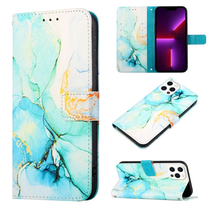 For iPhone 15 Pro Max PT003 Marble Pattern Flip Leather Phone Case(Green) - More iPhone Cases by buy2fix | Online Shopping UK | buy2fix