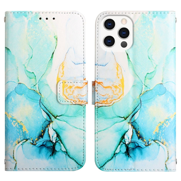 For iPhone 15 Pro Max PT003 Marble Pattern Flip Leather Phone Case(Green) - More iPhone Cases by buy2fix | Online Shopping UK | buy2fix