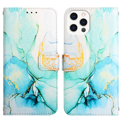 For iPhone 15 Pro Max PT003 Marble Pattern Flip Leather Phone Case(Green) - More iPhone Cases by buy2fix | Online Shopping UK | buy2fix