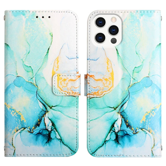 For iPhone 15 Pro Max PT003 Marble Pattern Flip Leather Phone Case(Green) - More iPhone Cases by buy2fix | Online Shopping UK | buy2fix