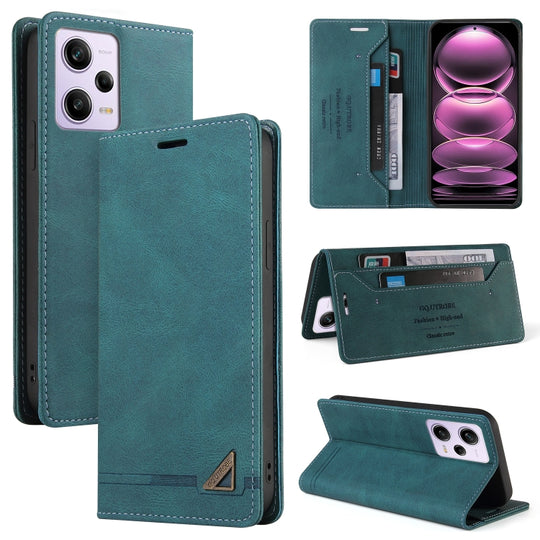 Pour Xiaomi Redmi Note 12 Pro India / Poco X5 Pro GQUTROBE Skin Feel Brosse antivol Étui en cuir à rabat horizontal avec support (bleu)