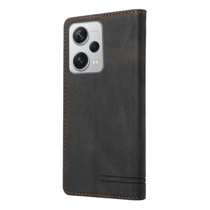 For Xiaomi Redmi Note 12 Pro+ India Skin Feel Anti-theft Brush Horizontal Flip Leather Case with Holder(Black) by buy2fix