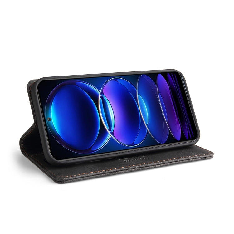 For Xiaomi Redmi Note 12 Pro+ India Skin Feel Anti-theft Brush Horizontal Flip Leather Case with Holder(Black) by buy2fix