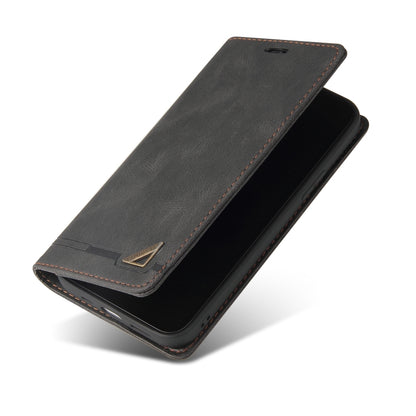 For Xiaomi Redmi Note 12 Pro+ India Skin Feel Anti-theft Brush Horizontal Flip Leather Case with Holder(Black) by buy2fix