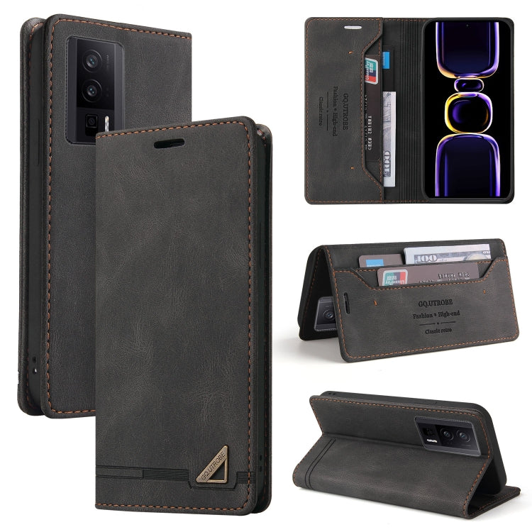 For Xiaomi Poco F5 Pro/Redmi K60/K60 Pro Skin Feel Anti-theft Brush Horizontal Flip Leather Case with Holder(Black) - Xiaomi Cases by buy2fix | Online Shopping UK | buy2fix