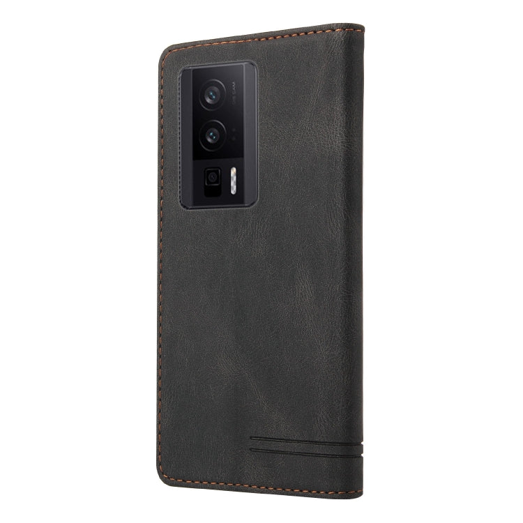 For Xiaomi Poco F5 Pro/Redmi K60/K60 Pro Skin Feel Anti-theft Brush Horizontal Flip Leather Case with Holder(Black) - Xiaomi Cases by buy2fix | Online Shopping UK | buy2fix