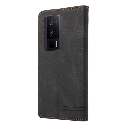 For Xiaomi Poco F5 Pro/Redmi K60/K60 Pro Skin Feel Anti-theft Brush Horizontal Flip Leather Case with Holder(Black) - Xiaomi Cases by buy2fix | Online Shopping UK | buy2fix