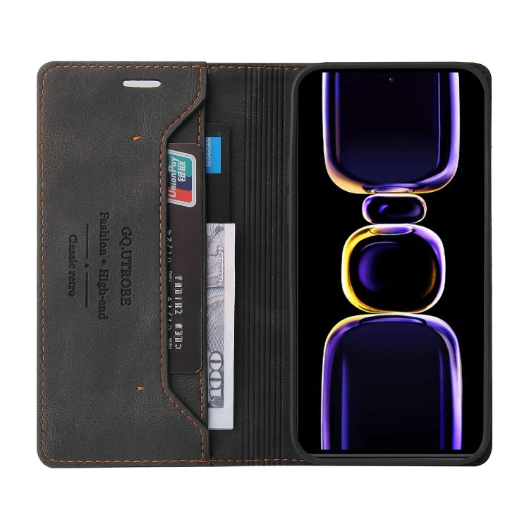 For Xiaomi Poco F5 Pro/Redmi K60/K60 Pro Skin Feel Anti-theft Brush Horizontal Flip Leather Case with Holder(Black) - Xiaomi Cases by buy2fix | Online Shopping UK | buy2fix