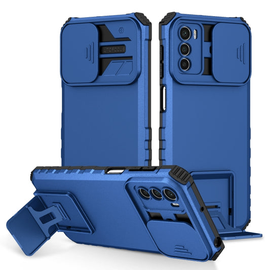 For Motorola Moto G42 Stereoscopic Holder Sliding Camshield Phone Case(Blue) - Motorola Cases by buy2fix | Online Shopping UK | buy2fix