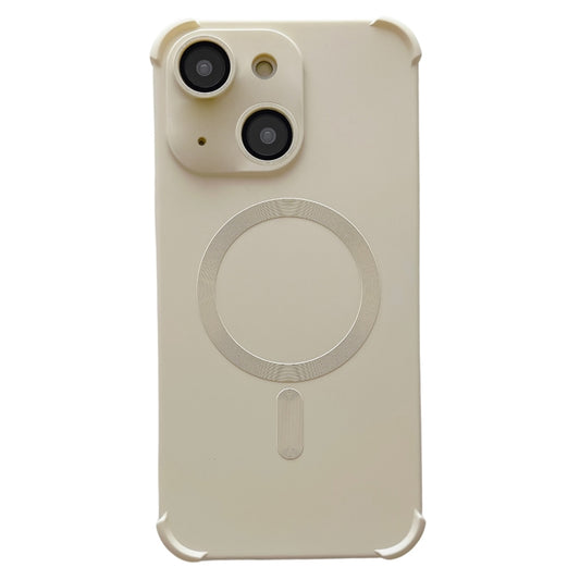 For iPhone 13 Four Corner Shockproof Skin Feel MagSafe Magnetic Phone Case(White) - iPhone 13 Cases by buy2fix | Online Shopping UK | buy2fix