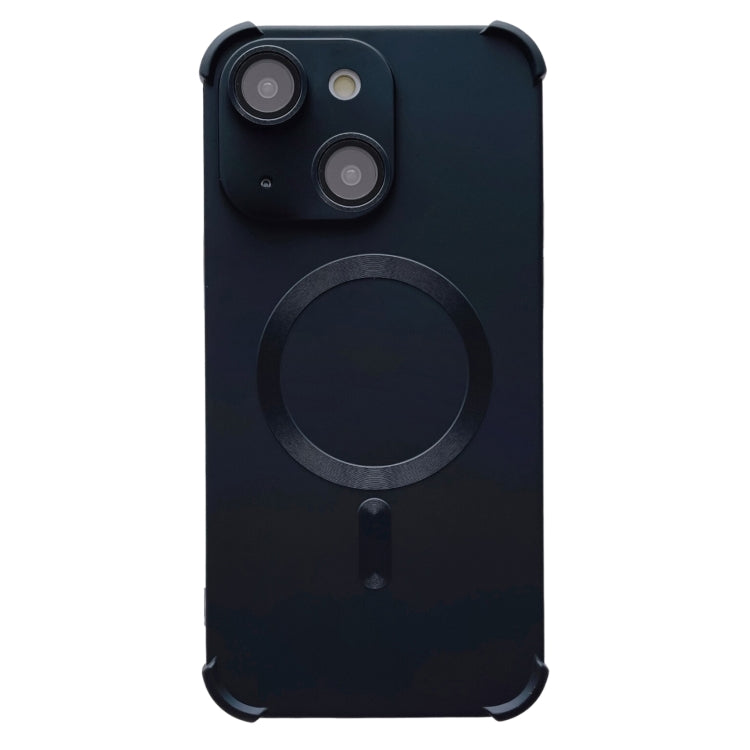 For iPhone 14 Four Corner Shockproof Skin Feel MagSafe Magnetic Phone Case(Black) - iPhone 14 Cases by buy2fix | Online Shopping UK | buy2fix