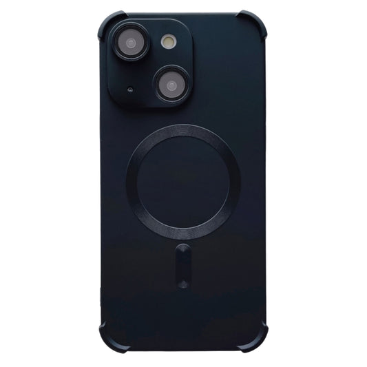 For iPhone 14 Four Corner Shockproof Skin Feel MagSafe Magnetic Phone Case(Black) - iPhone 14 Cases by buy2fix | Online Shopping UK | buy2fix