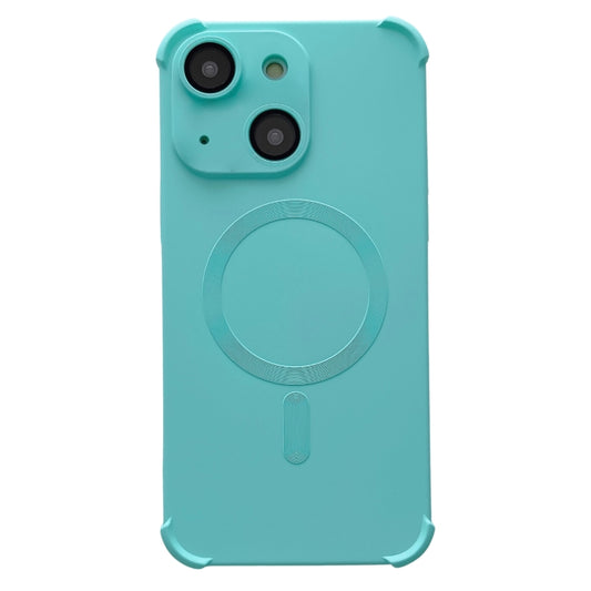 For iPhone 14 Plus Four Corner Shockproof Skin Feel MagSafe Magnetic Phone Case(Cyan Blue) - iPhone 14 Plus Cases by buy2fix | Online Shopping UK | buy2fix