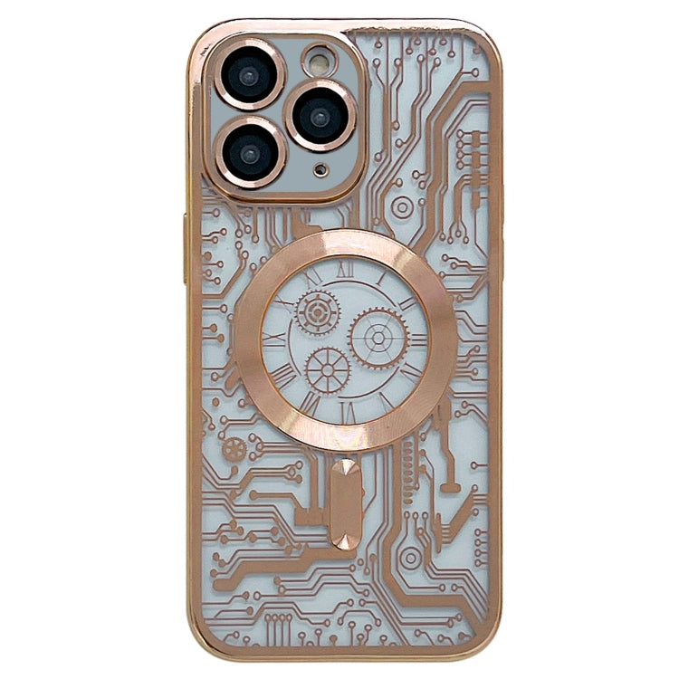 For iPhone 11 Pro Max Electroplated Circuit Board Pattern MagSafe Phone Case(Gold) by buy2fix