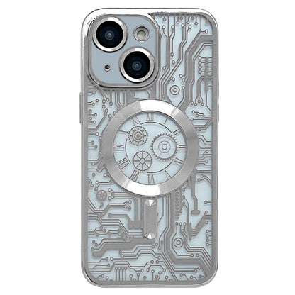 For iPhone 14 Electroplated Circuit Board Pattern MagSafe Phone Case(Silver) - iPhone 14 Cases by buy2fix | Online Shopping UK | buy2fix