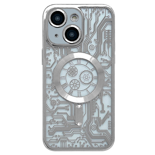 For iPhone 14 Electroplated Circuit Board Pattern MagSafe Phone Case(Silver) - iPhone 14 Cases by buy2fix | Online Shopping UK | buy2fix
