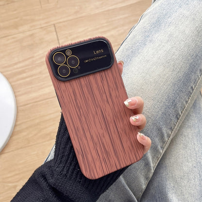 For iPhone 12 Pro Wood Grain TPU Phone Case with Lens Film(Brown) by buy2fix