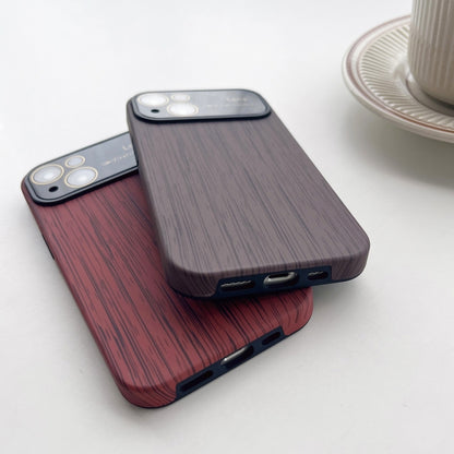For iPhone 12 Pro Wood Grain TPU Phone Case with Lens Film(Khaki) by buy2fix