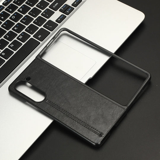 Pour Samsung Galaxy Z Fold5 Modèle de vache Couture Couverture arrière Étui de téléphone (Noir)