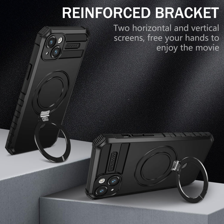 For iPhone 15 MagSafe Magnetic Holder Phone Case(Black) - iPhone 15 Cases by buy2fix | Online Shopping UK | buy2fix