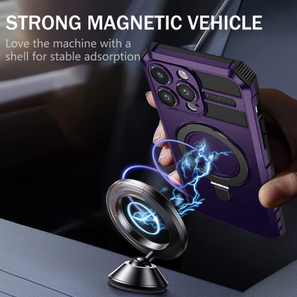For iPhone 15 Pro MagSafe Magnetic Holder Phone Case(Purple) - iPhone 15 Pro Cases by buy2fix | Online Shopping UK | buy2fix