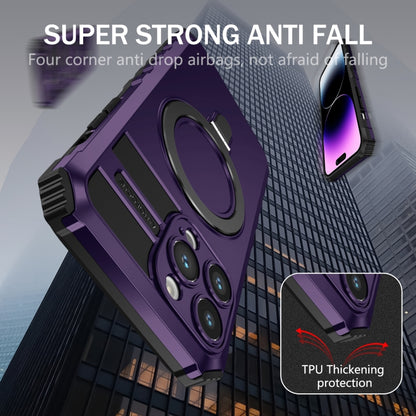 For iPhone 15 Pro MagSafe Magnetic Holder Phone Case(Purple) - iPhone 15 Pro Cases by buy2fix | Online Shopping UK | buy2fix