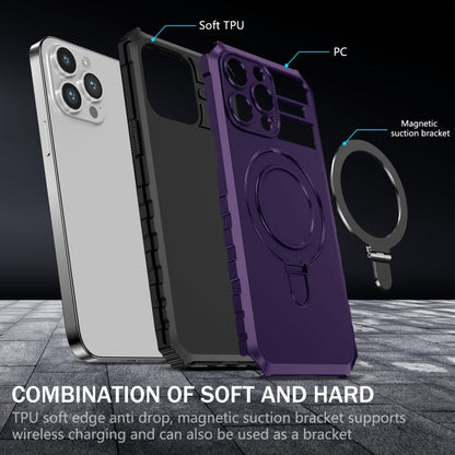 For iPhone 15 Pro MagSafe Magnetic Holder Phone Case(Purple) - iPhone 15 Pro Cases by buy2fix | Online Shopping UK | buy2fix