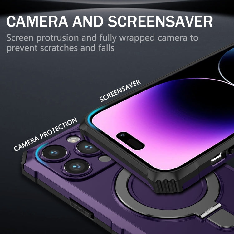 For iPhone 15 Pro MagSafe Magnetic Holder Phone Case(Purple) - iPhone 15 Pro Cases by buy2fix | Online Shopping UK | buy2fix