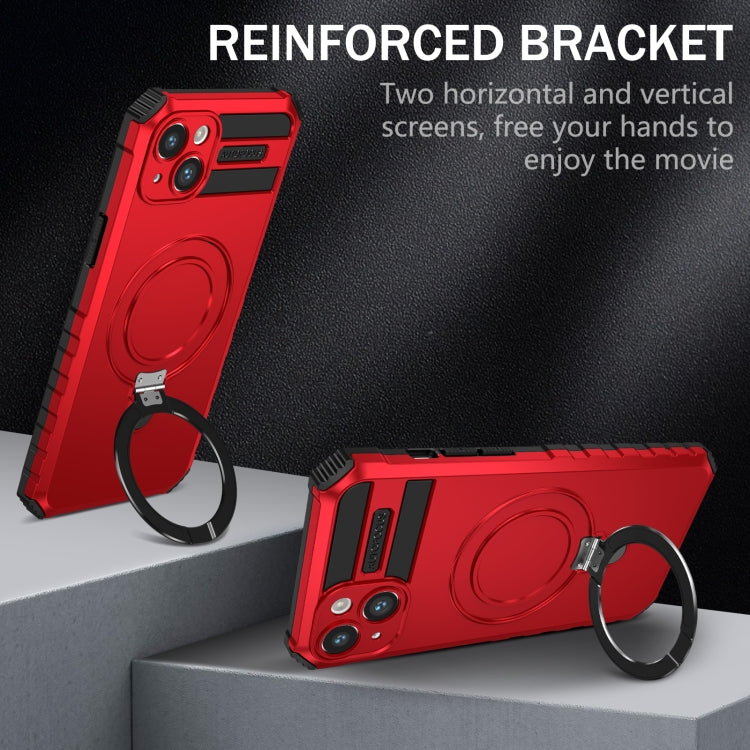 For iPhone 14 MagSafe Magnetic Holder Phone Case(Red) by buy2fix