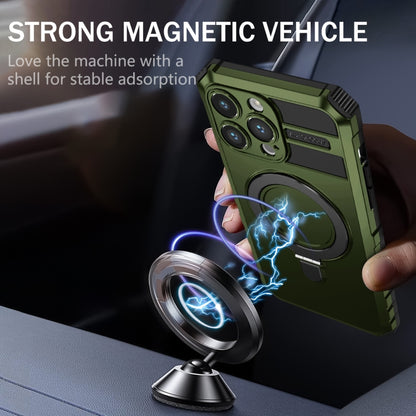 For iPhone 14 Pro Max MagSafe Magnetic Holder Phone Case(Green) - iPhone 14 Pro Max Cases by buy2fix | Online Shopping UK | buy2fix