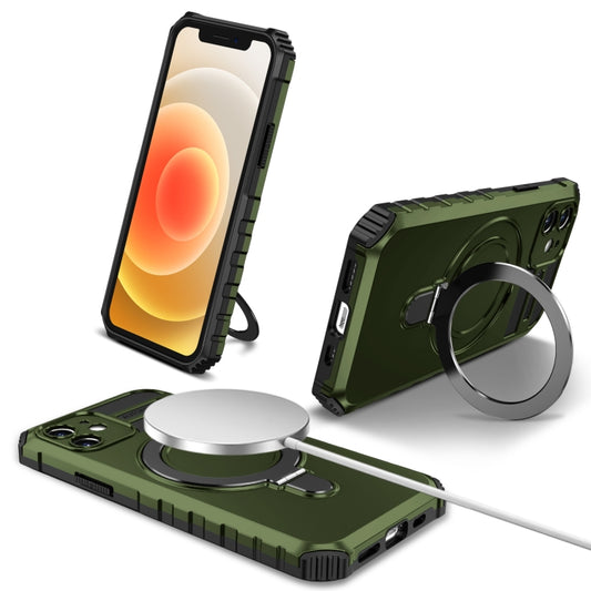 For iPhone 12 MagSafe Magnetic Holder Phone Case(Green) - iPhone 12 / 12 Pro Cases by buy2fix | Online Shopping UK | buy2fix