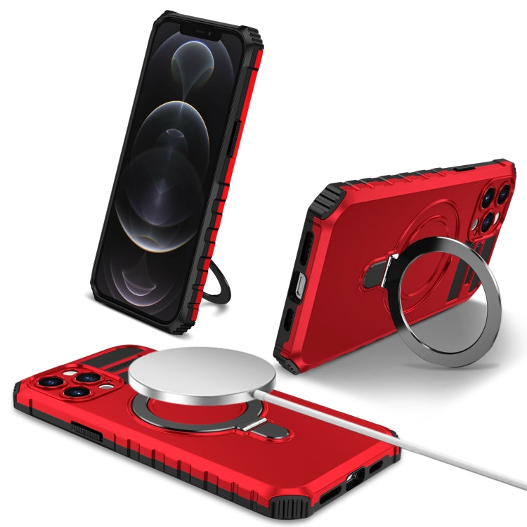 For iPhone 12 Pro Max MagSafe Magnetic Holder Phone Case(Red) - iPhone 12 Pro Max Cases by buy2fix | Online Shopping UK | buy2fix