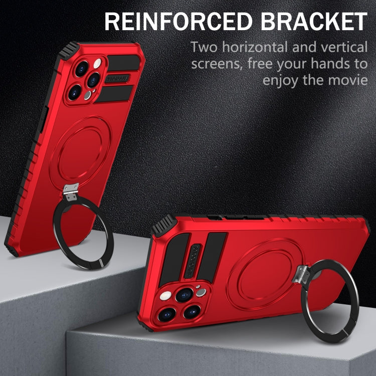 For iPhone 12 Pro Max MagSafe Magnetic Holder Phone Case(Red) - iPhone 12 Pro Max Cases by buy2fix | Online Shopping UK | buy2fix