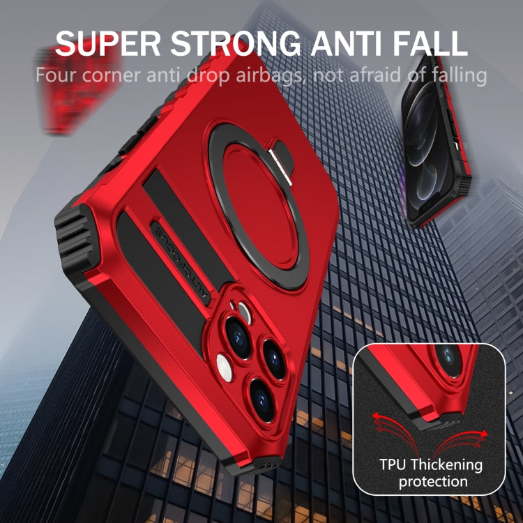 For iPhone 12 Pro Max MagSafe Magnetic Holder Phone Case(Red) - iPhone 12 Pro Max Cases by buy2fix | Online Shopping UK | buy2fix