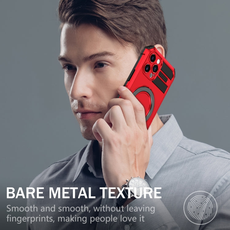 For iPhone 12 Pro Max MagSafe Magnetic Holder Phone Case(Red) - iPhone 12 Pro Max Cases by buy2fix | Online Shopping UK | buy2fix
