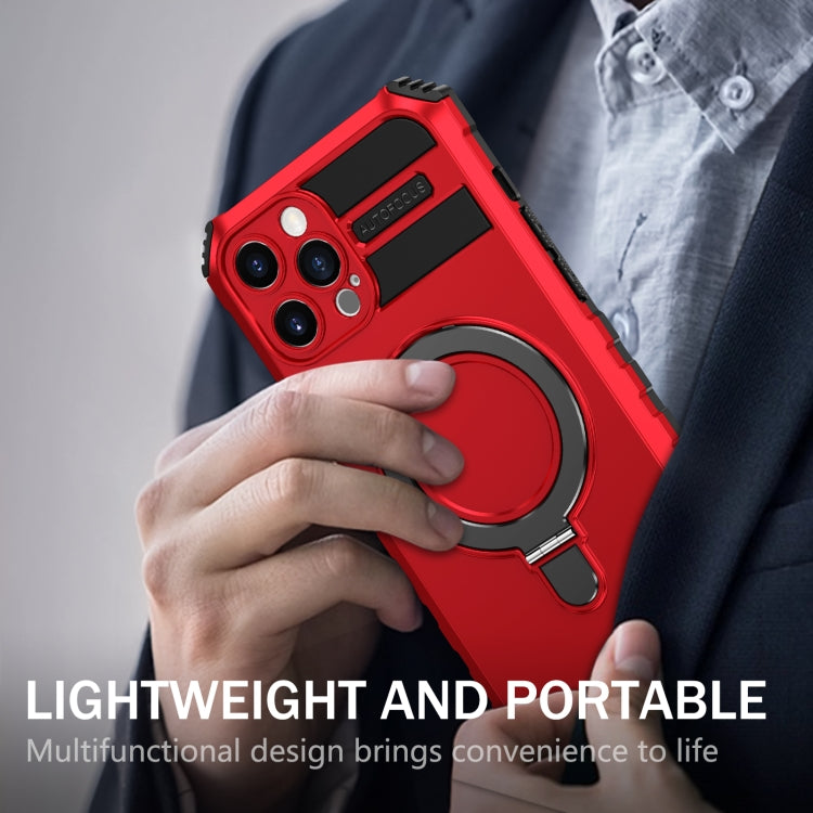 For iPhone 12 Pro Max MagSafe Magnetic Holder Phone Case(Red) - iPhone 12 Pro Max Cases by buy2fix | Online Shopping UK | buy2fix