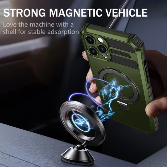 For iPhone 12 Pro MagSafe Magnetic Holder Phone Case(Green) - iPhone 12 / 12 Pro Cases by buy2fix | Online Shopping UK | buy2fix