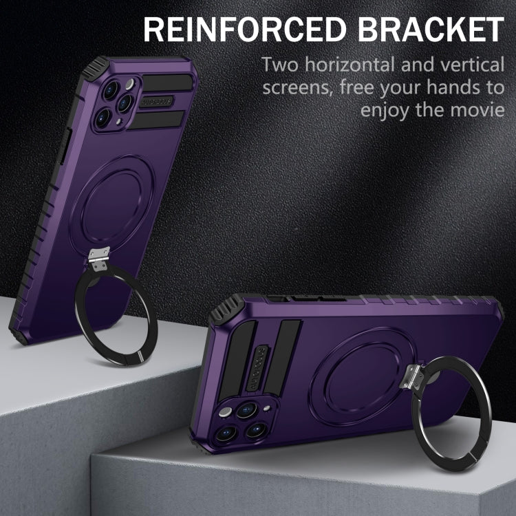 For iPhone 11 Pro Max MagSafe Magnetic Holder Phone Case(Purple) by buy2fix