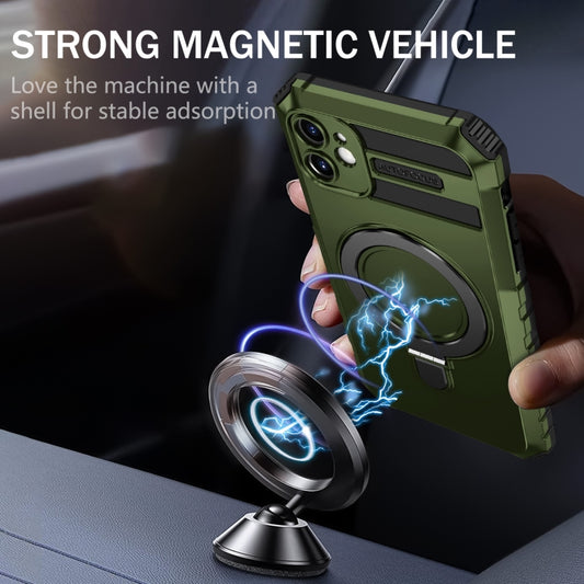 For iPhone 11 MagSafe Magnetic Holder Phone Case(Green) - iPhone 11 Cases by buy2fix | Online Shopping UK | buy2fix