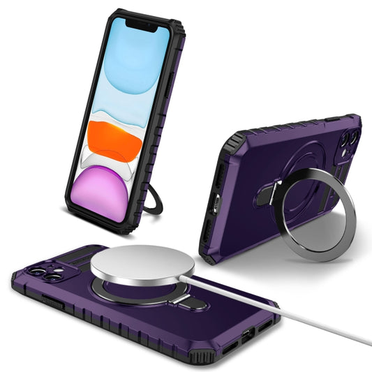 For iPhone 11 MagSafe Magnetic Holder Phone Case(Purple) by buy2fix